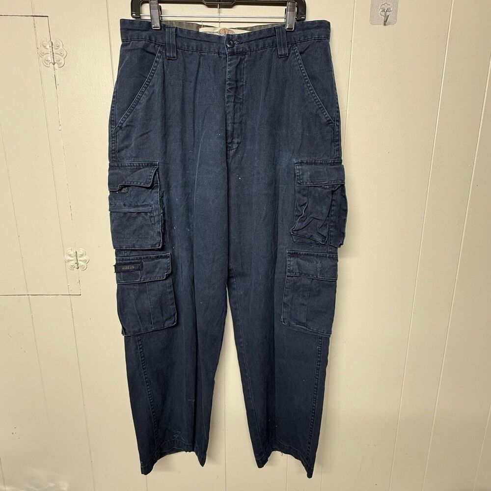 Vtg One Tough Brand OTB Zip Off Cargo Pants Baggy Multi Pockets Men 34x28.5 GUC*